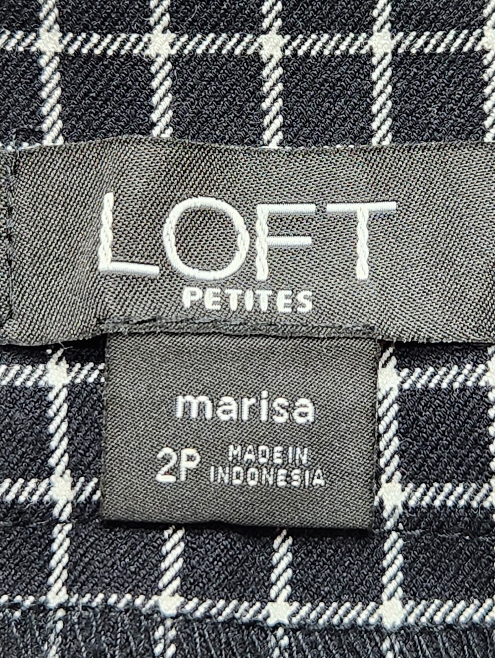 LOFT Marisa Pants Womens 2P Black Check Ankle Work Stretch - Picture 5 of 9